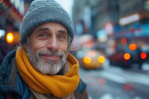 le de la ville chuchote dire le sien histoire, une sans abri périple encadré par une sourire de défi, copie espace photo