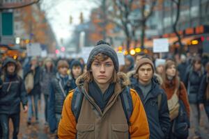 une Célibataire Vide signe, faire écho le manifestation contre silence au milieu de le rugir photo