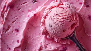 dessert les amoureux' rêve, une Célibataire scoop de fraise la glace crème, doux, crémeux, et délicieux photo