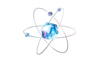 isolé gemme avec la physique atome structure, 3d le rendu. photo