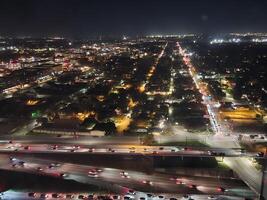 Haut vue de Austin rue lumières pris de le fenêtre de une haute sol Hôtel pièce photo