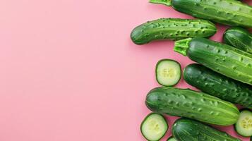 concombre des légumes en bonne santé nourriture Haut vue sur le pastel Contexte photo