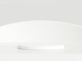 abstrait blanc 3d pièce avec réaliste blanc cylindre piédestal podium ensemble. minimal scène pour produit afficher présentation. 3d le rendu géométrique plateforme. étape pour vitrine. photo