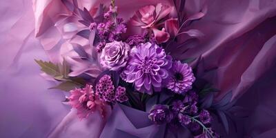 violet fleur bouquet arrangement cadeau, ai photo