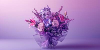 violet fleur bouquet arrangement cadeau, ai photo