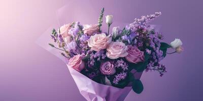 violet fleur bouquet arrangement cadeau, ai photo