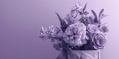 violet fleur bouquet arrangement cadeau, ai photo