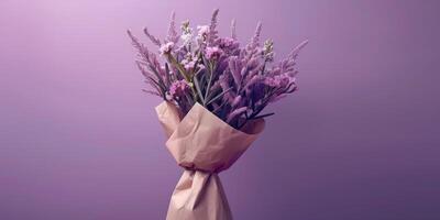 violet fleur bouquet arrangement cadeau, ai photo