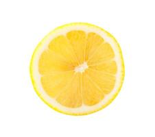 Haut vue de magnifique Jaune citron moitié isolé sur blanc Contexte avec coupure chemin photo
