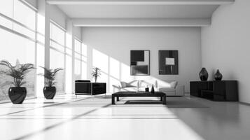 noir et blanc appartement pièce luxe espace, ai photo