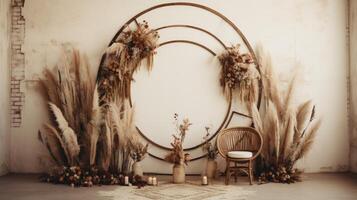 boho mariage intérieur macramé couverture cambre chambre, ai photo