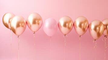 rose et or des ballons pour fête et fête, ai photo