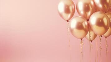 rose et or des ballons pour fête et fête, ai photo