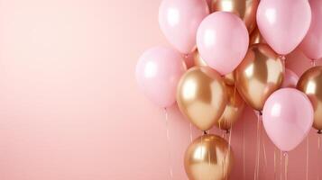 rose et or des ballons pour fête et fête, ai photo