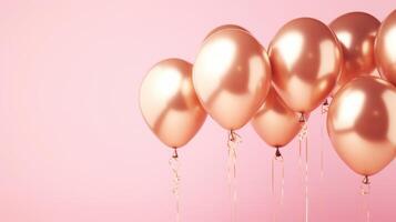 rose et or des ballons pour fête et fête, ai photo