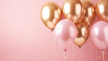 rose et or des ballons pour fête et fête, ai photo