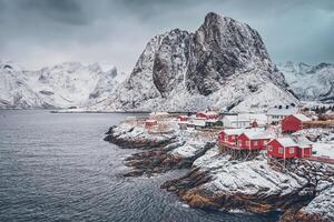 hamnoy pêche village sur lofoten îles, Norvège photo