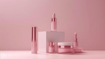 une minimaliste produit photo de une correspondant à beauté intervalle dans Rose rose Contexte.