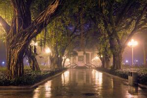 guangzhou les gens parc avec brouillard à nuit, Chine photo