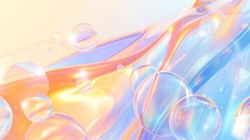 une futuriste Contexte avec pastel bleu et Orange doux lueur bulles de abstrait formes. photo