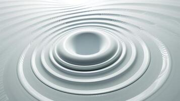 le blanc Contexte avec une 3d graphique de une gros cercle avec lisse vagues sur centre. photo