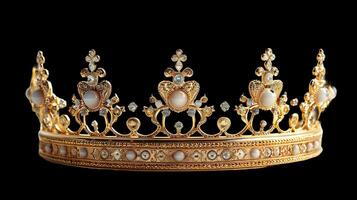 or fleuri couronne avec pierres précieuses, symbole de royalties et luxe, complexe savoir-faire détail photo