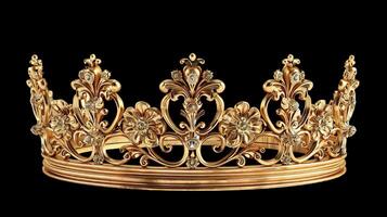 or fleuri couronne avec pierres précieuses, symbole de royalties et luxe, complexe savoir-faire détail photo