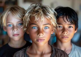 la diversité de enfants, promouvoir équité et tolérance comme fondamental piliers de société. photo