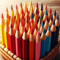 retour à école Contexte avec coloré des crayons photo