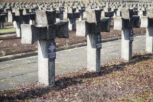 palmiste, Pologne - Mars 3ème, 2024 - traverser pierres tombales à cimetière et Mémorial photo