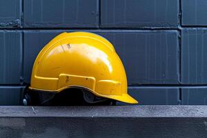 ai généré sécurité Jaune casque. nationale sécurité journée photo