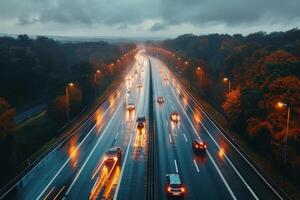 ai généré occupé Autoroute circulation photo