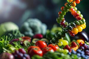 biohacking. Naturel nourriture comme les raisins et tomates sont essentiel Ingrédients dans beaucoup vaisselle photo