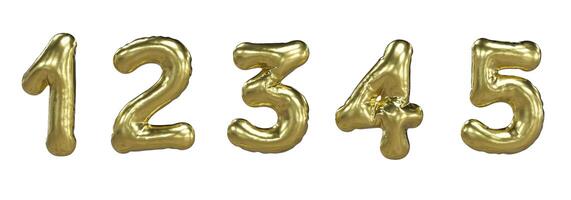 d'or 3d Nombres isolé. or Jaune métallique lettre. 3d symbole réaliste pour affiche et bannière, faire la fête, anniversaire et vente promotion photo