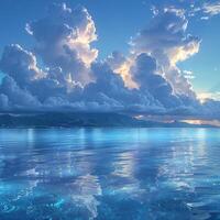 spectaculaire nuage formations qui se profile plus de une calme mer photo