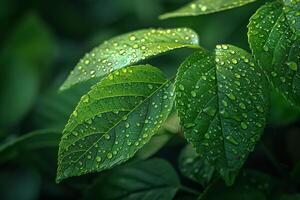 brillant rosée sur Frais vert feuilles photo