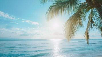 tropical plage toile de fond avec ensoleillé paumes pour serein vacances et Voyage commercialisation photo