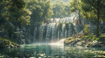 une cascade dans le milieu de une forêt photo