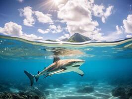 les requins nager dans cristal clair des eaux photo