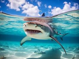 les requins nager dans cristal clair des eaux photo