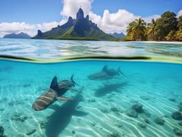 les requins nager dans cristal clair des eaux photo