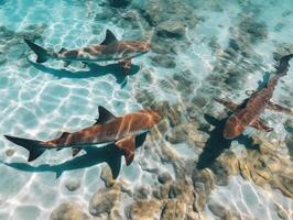 les requins nager dans cristal clair des eaux photo