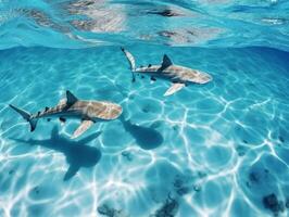 les requins nager dans cristal clair des eaux photo