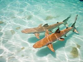 les requins nager dans cristal clair des eaux photo