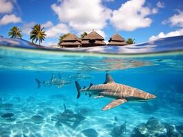 les requins nager dans cristal clair des eaux photo