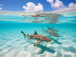 les requins nager dans cristal clair des eaux photo