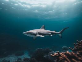 les requins nager dans cristal clair des eaux photo