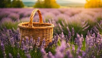 magnifique lavande fleurs dans une panier dans Japon photo