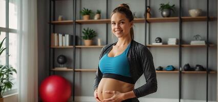 Enceinte fille avec aptitude Balle à Accueil photo