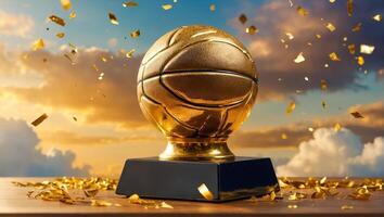 d'or trophée tasse gagnant basketball Balle photo